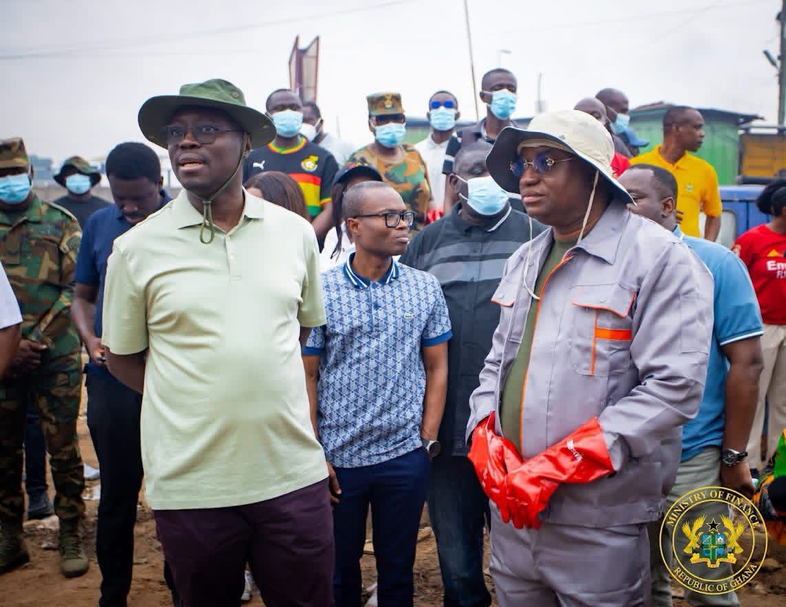 Minister for Finance Leads Clean-Up Exercise at Alajo Amid Nationwide Flood Response